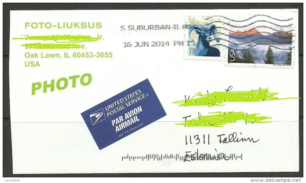 USA 2014 Cover With Stamps  Stenbock Etc To ESTONIA Estland Estonie - 2011-...