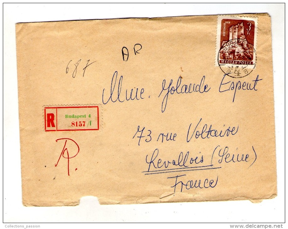 Lettre ,MAGYAR POSTA , HONGRIE , R , Recommandé BUDAPEST 4  , 1962 - Postmark Collection