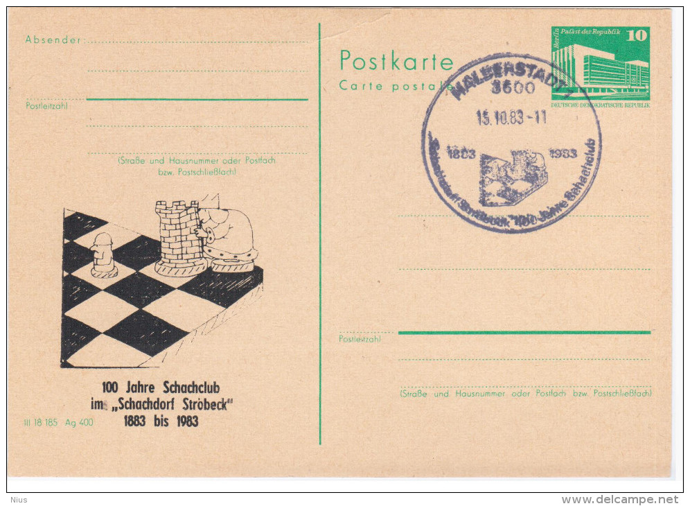 Germany Deutschland, Chess 1983, 100 Jahre Schachclub Im "Schachdorf Strobeck" - Scacchi