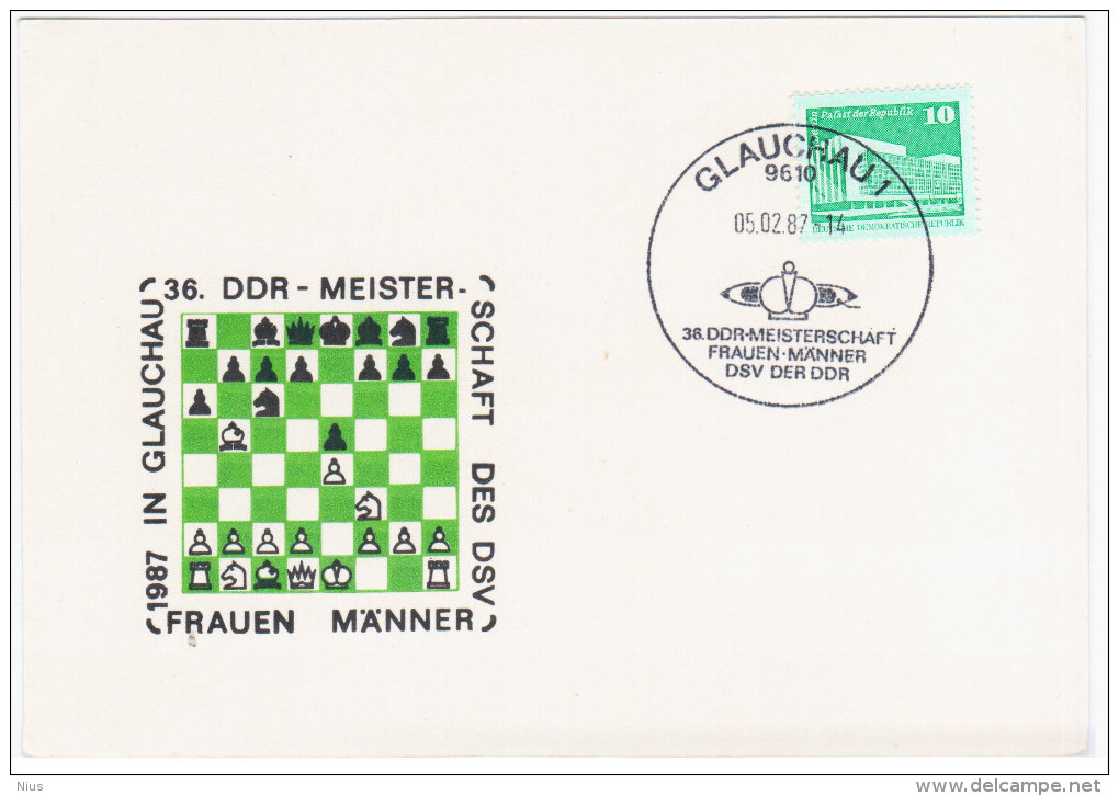 Germany Deutschland DDR, Chess 1987, Canceled In Glauchau - Scacchi