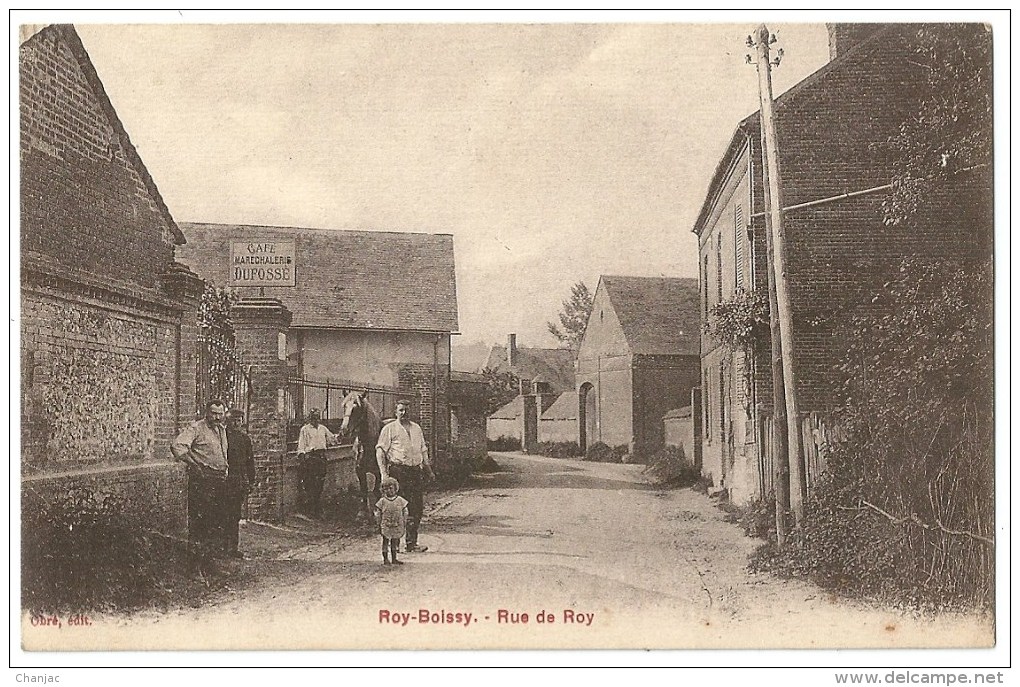 Cpa: 60 ROY BOISSY (ar. Beauvais) Rue De Roy (Animée, Café Maréchalerie "Dufossé", Cheval) 1947 - Autres & Non Classés