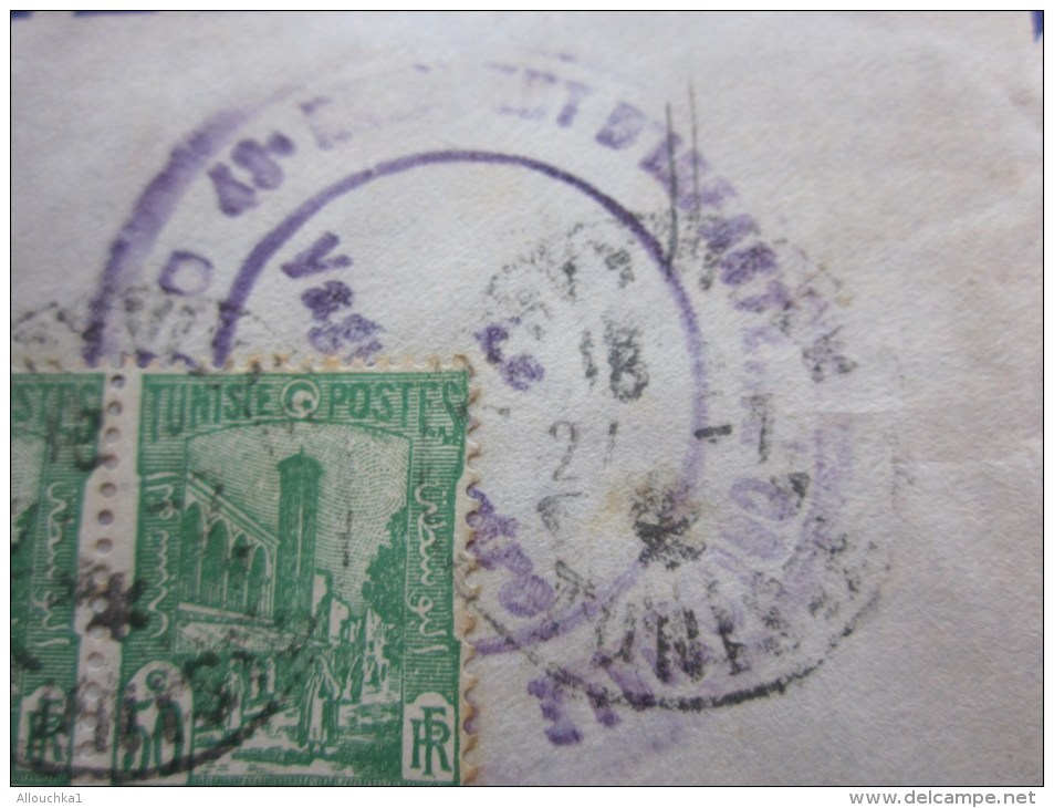 MILITARIA Lettre Cachet à Date Et Militaire CADM 2/43e RIC  Région Militaire Ferryville Tunisie Pr Lieutenan RABAT Maroc - Briefe U. Dokumente