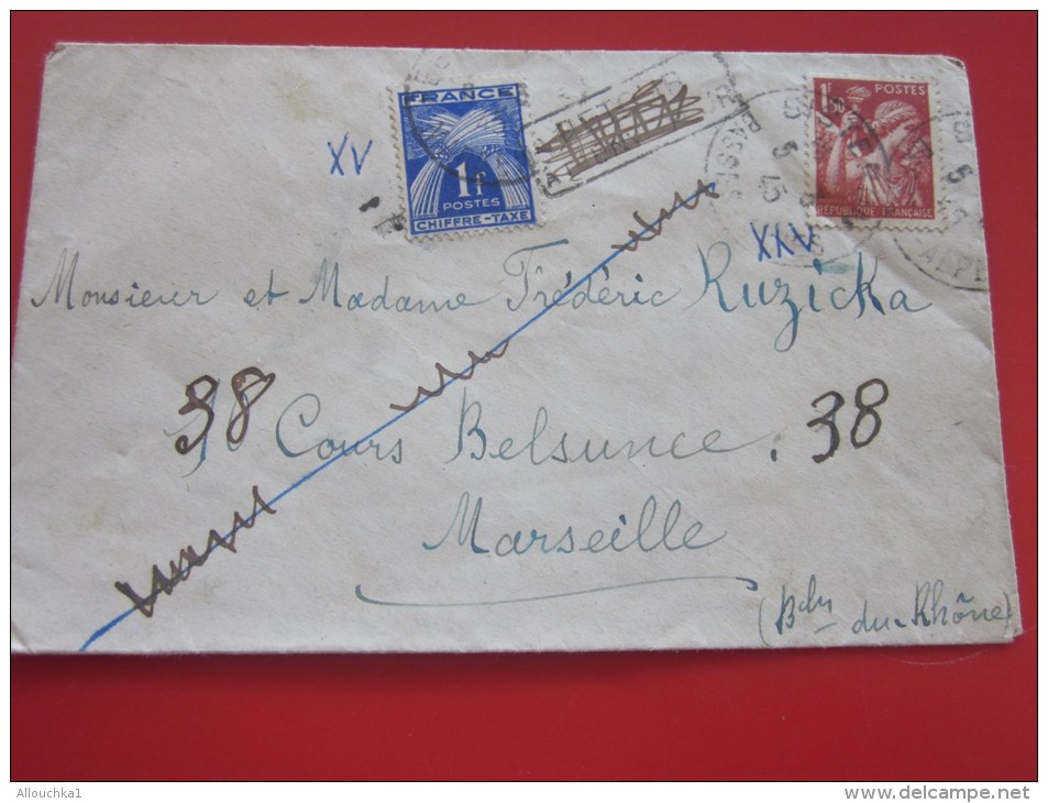 Timbre Iris 1,50 Fr. Seul Sur Mignonnette Lettre Taxée Pour Affranchissement Insuffisant Griffe Inconnu Sisteron/Melle - 1859-1959 Lettres & Documents