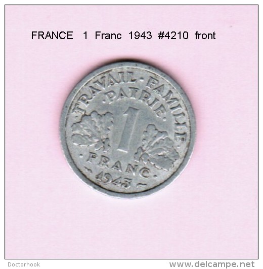 FRANCE   1  FRANC  1943  (KM # 902.1) - Other & Unclassified