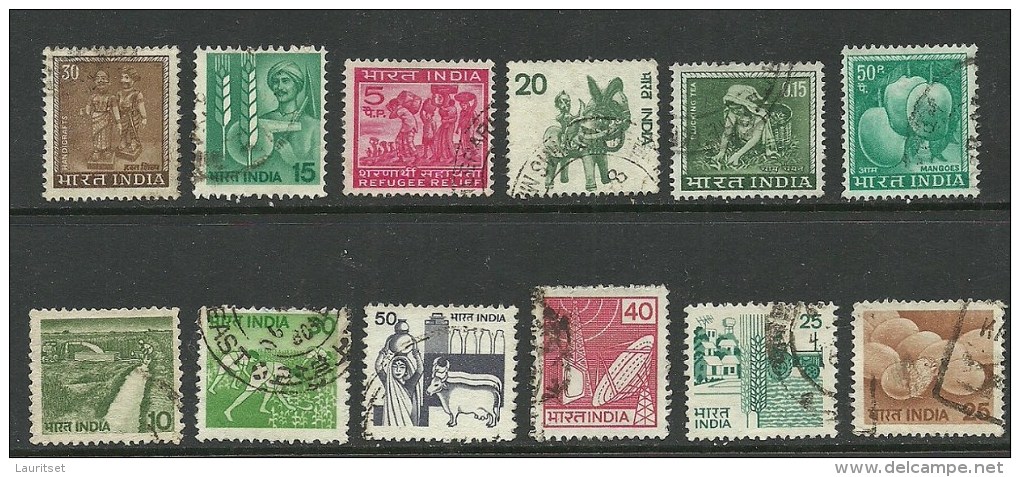 INDIA Lot Of 12 Older Used Stamps - Verzamelingen & Reeksen