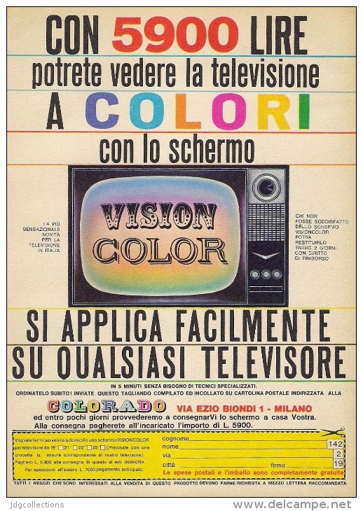 # VISION COLOR COLORADO TV TELEVISION ITALY 1950s Advert Pubblicità Publicitè Reklame Publicidad Radio TV Televisione - Fernsehgeräte