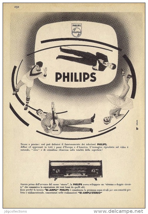 # PHILIPS TV TELEVISION ITALY 1950s Advert Pubblicità Publicitè Reklame Publicidad Radio TV Televisione - Televisie