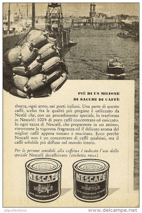 # NESCAFE´ NESTLE CAFFE´ 1950s Italy Advert Pubblicità Publicitè Reklame Food Coffee Cafè Kaffee - Manifesti