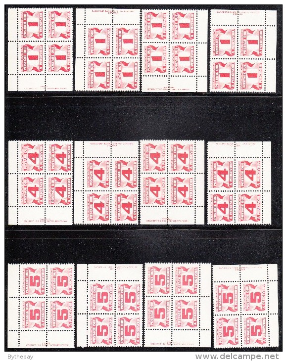 Canada MNH Complete Set Of Plate Blocks (36 In Total) Fourth Issue Of Centennial (Red) Postage Dues - Postage Due