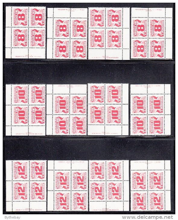 Canada MNH Complete Set Of Plate Blocks (36 In Total) Fourth Issue Of Centennial (Red) Postage Dues - Port Dû (Taxe)