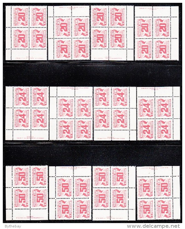 Canada MNH Complete Set Of Plate Blocks (36 In Total) Fourth Issue Of Centennial (Red) Postage Dues - Postage Due