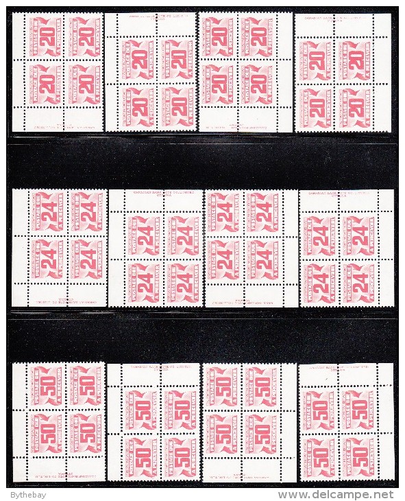 Canada MNH Complete Set Of Plate Blocks (36 In Total) Fourth Issue Of Centennial (Red) Postage Dues - Port Dû (Taxe)