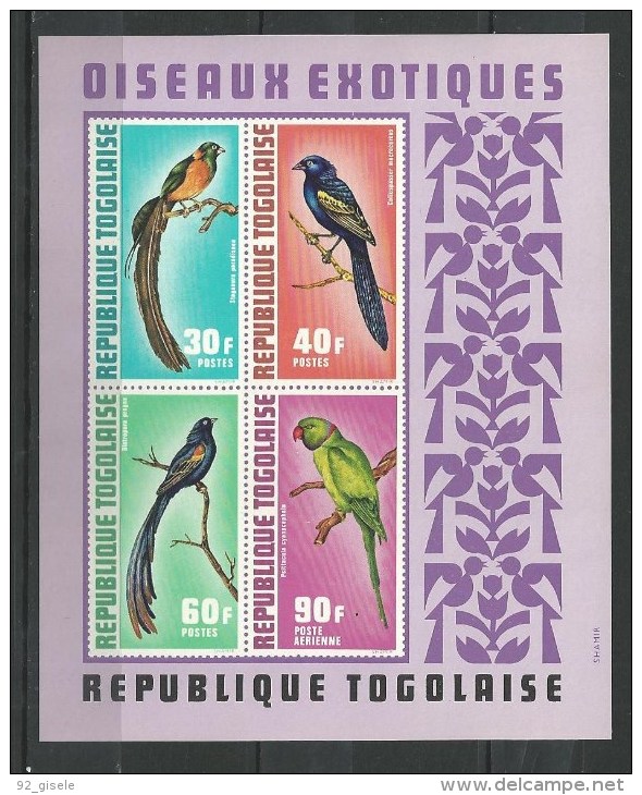 Togo Bloc YT 63 " Oiseaux " 1972 Neuf** - Togo (1960-...)