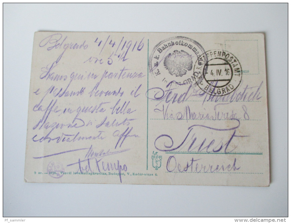 Postcard Ungarn Belgrad Laktanya - Kaserne 1916 K.u.K. Bahnhofkommando In Belgrad / K.u.K. Etappenpostamt Belgrad - Serbien