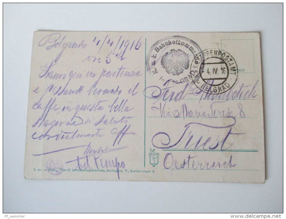 Postcard Ungarn Belgrad Laktanya - Kaserne 1916 K.u.K. Bahnhofkommando In Belgrad / K.u.K. Etappenpostamt Belgrad - Serbia