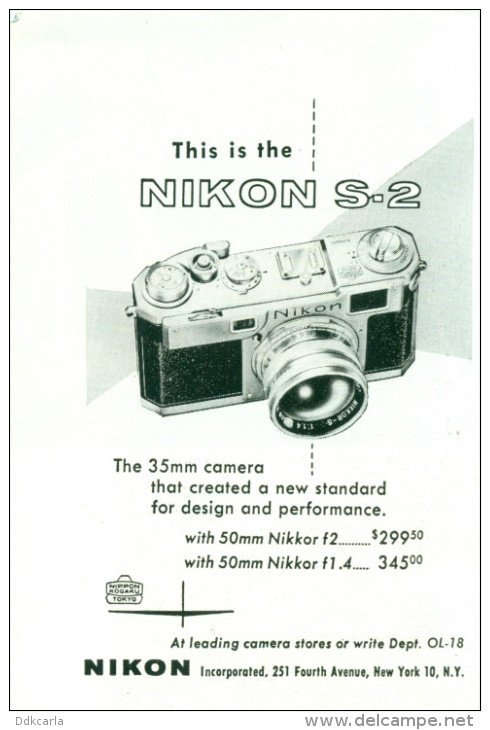 Reclame Uit Oud Magazine Uit De 50s - Nikon S-2 - The 35 Mm Camera - Werbung