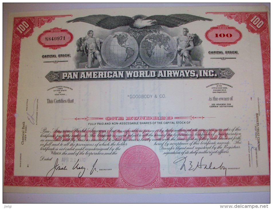 2601  -- Etr. - U.S.A. -  PAN  AMERICAN  WORLD AIRWAYS  -  Titre De 100 Actions Dédié - Other & Unclassified