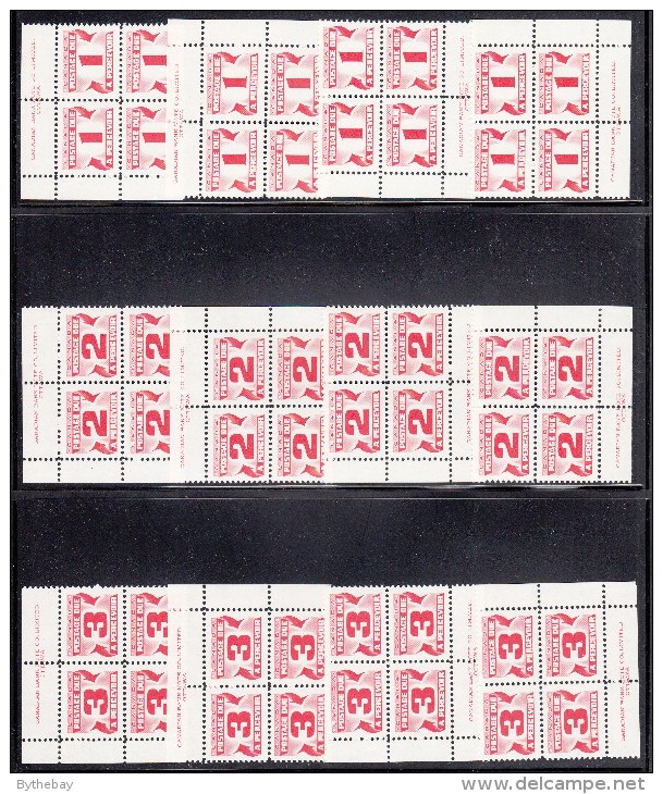 Canada MNH Complete Set Of Plate Blocks (36 In Total) Third Issue Of Centennial (Red) Postage Dues - Portomarken