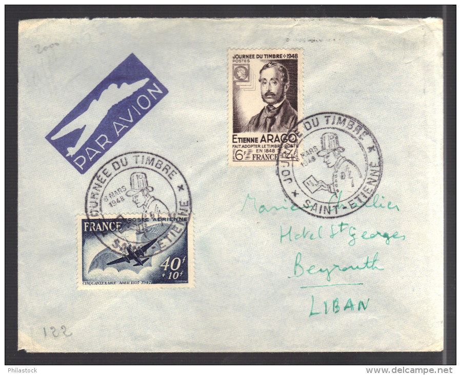 FRANCE 1948 N° 794 & PA 23 Obl. S/Lettre FDC Voyagée Pour Le Liban - ....-1949