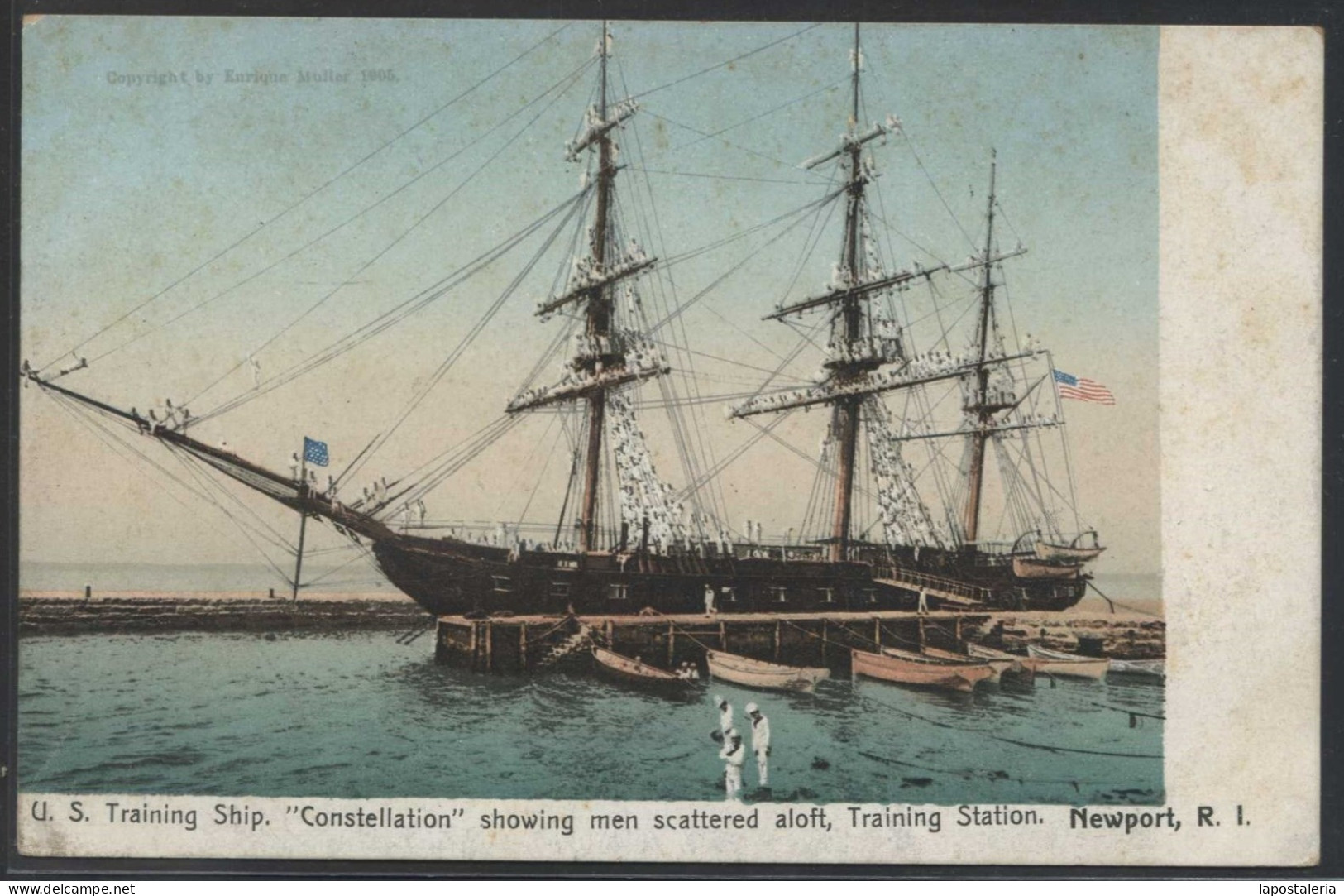U.S.A.-RI. Newport. *U.S. Training Ship. Constellation Showing...* Nueva. - Newport