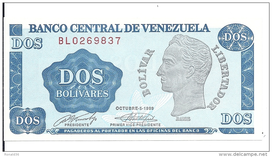 VENEZUELA Banco Central Billet De 2 Dos Bolivares Bolivar Liertador ( Bleu Dominant  ) - Venezuela