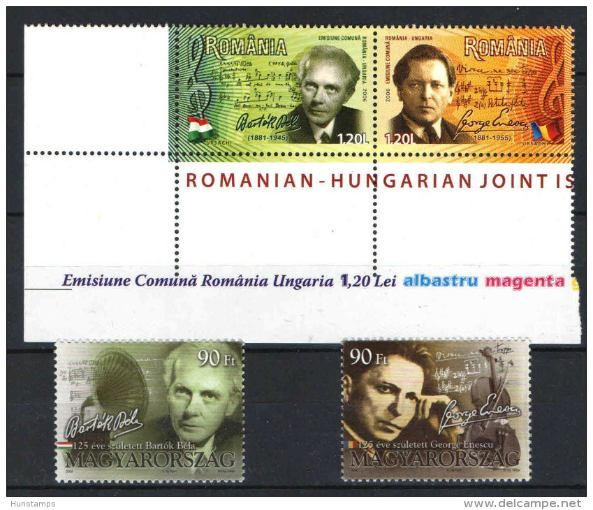 Hungary - Romania 2006. Composers, Hungary - Romania Joint Issue, Set From Romania And Hungary MNH (**) - Nuevos