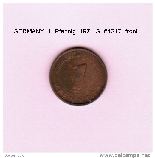 GERMANY   1  PFENNIG  1971 G (KM # 105) - 1 Pfennig