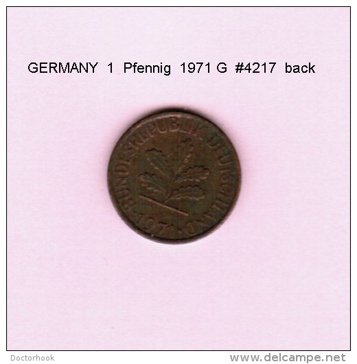 GERMANY   1  PFENNIG  1971 G (KM # 105) - 1 Pfennig