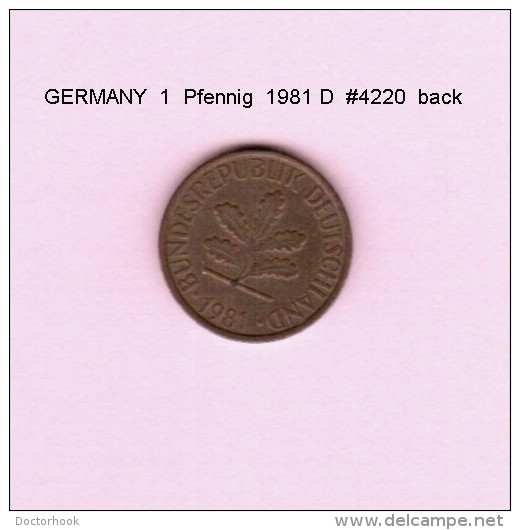 GERMANY   1  PFENNIG  1981 D (KM # 105) - 1 Pfennig