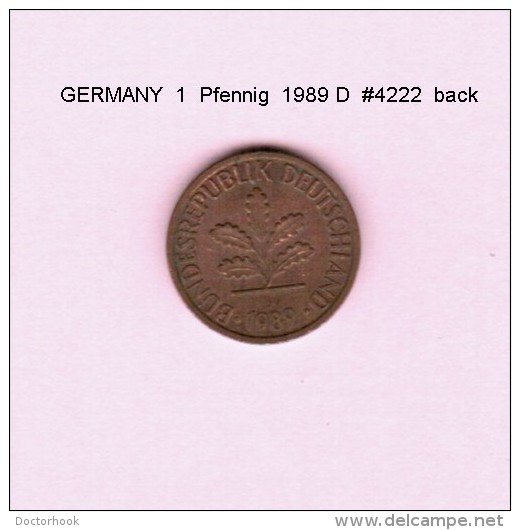 GERMANY   1  PFENNIG  1989 D (KM # 105) - 1 Pfennig