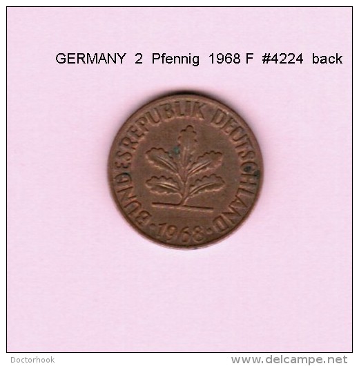 GERMANY   2  PFENNIG  1968 F (KM # 106a) - 2 Pfennig