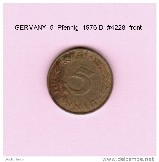 GERMANY   5 PFENNIG  1976 D  (KM # 107) - 5 Pfennig