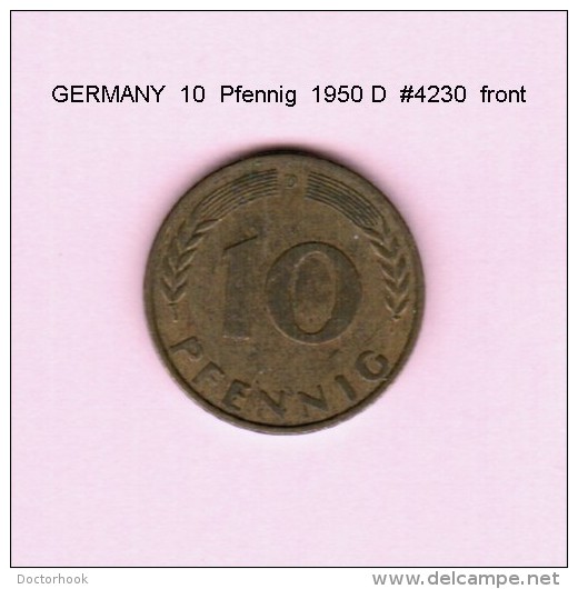 GERMANY   10  PFENNIG  1950 D  (KM # 108) - 10 Pfennig