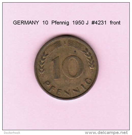 GERMANY   10  PFENNIG  1950 J  (KM # 108) - 10 Pfennig