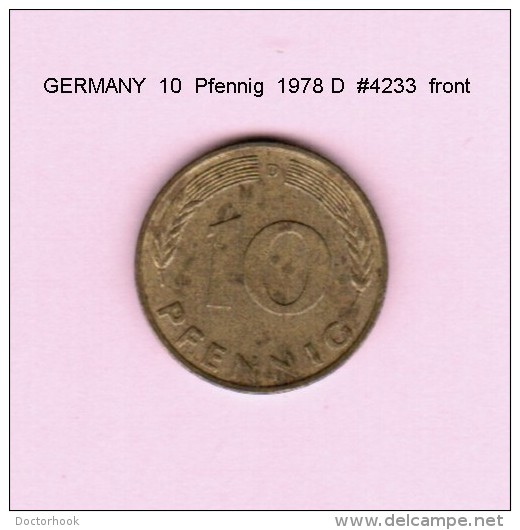GERMANY   10  PFENNIG  1978 D  (KM # 108) - 10 Pfennig