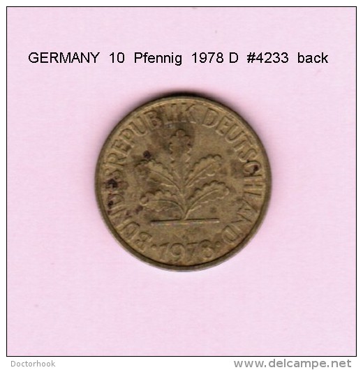GERMANY   10  PFENNIG  1978 D  (KM # 108) - 10 Pfennig