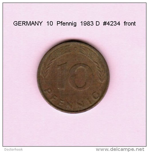 GERMANY   10  PFENNIG  1983 D  (KM # 108) - 10 Pfennig