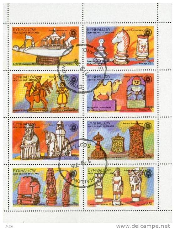 Eynhallow Scotland 1976 - Rotary Anniversary - Bloc Feuillet De 8 Timbres Oblitérés - Local Issues