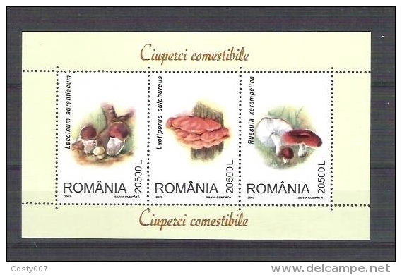 Romania 2003 - Mushrooms - MNH Perforated Sheet RO.008 - Nuovi