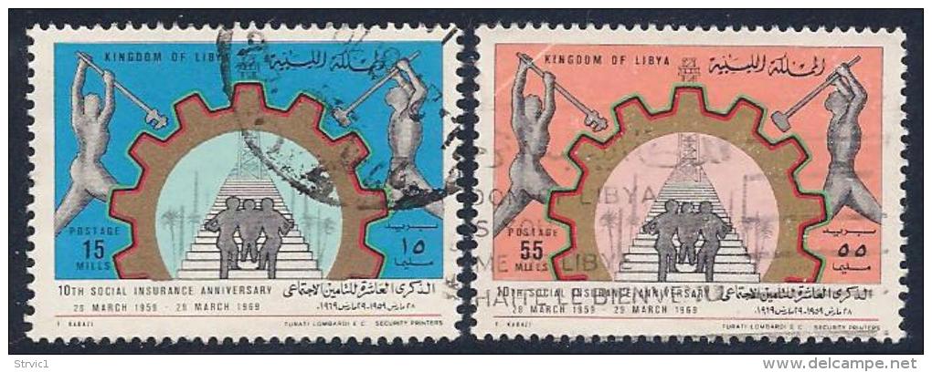 Libya, Scott # 360-1 Used Social Insurance, 1969, #361 Has Corner Crease - Libya