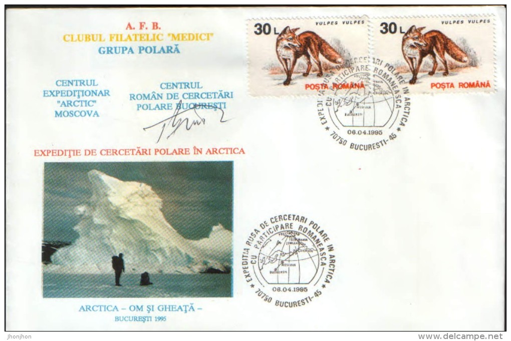 Romania- Occasionally Cover 1995- Expedition Russian-Romanian Polar Research In The Arctic - Arktis Expeditionen