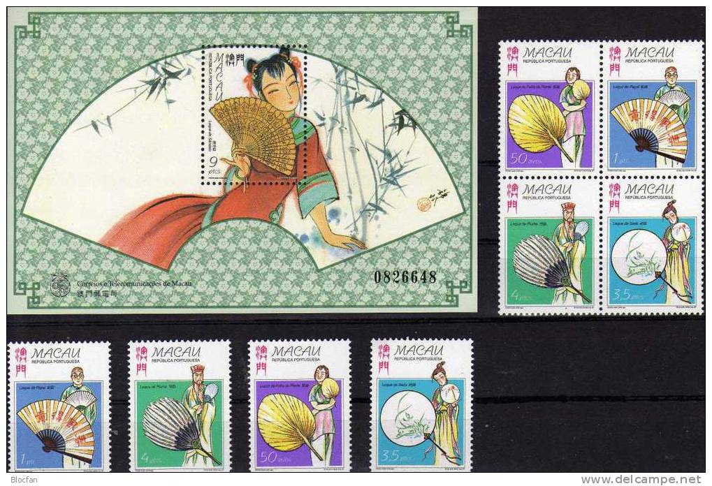 Fächer In China 1997 Macao 932/5, ZD Plus Block 48 ** 12€ Sandelholzfächer Volkskunst Kostüm Tanz Dancing Sheet Of Macau - Colecciones & Series