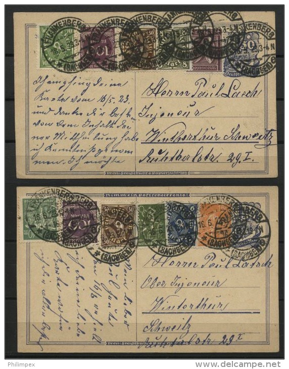 GERMANY,  INFLATION VERY NICE LITTLE ARCHIVE 5 STATIONERY POSTCARDS TO SWITZERLAND, ALL 180 MARKS RATE - Autres & Non Classés