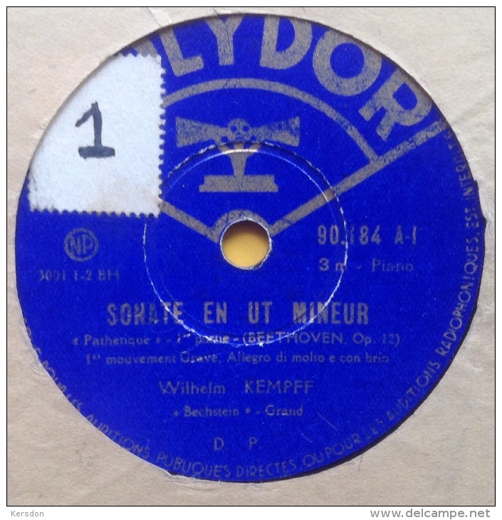 Disque 78 Tours - Beethoven - Sonate En UT Mineur - Wilhem Kempff - Polydor - 78 Rpm - Gramophone Records