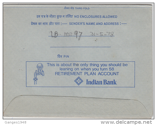 India 1970´s  Indian Bank Inland Letter Card  # # # 83131  Inde Indien - Inland Letter Cards