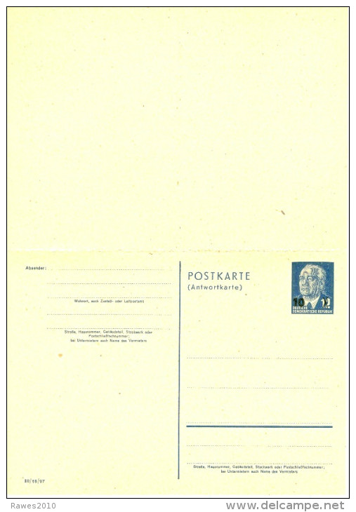 DDR P63 Pieck Mit Antwortkarte Ungebraucht - Cartes Postales - Neuves