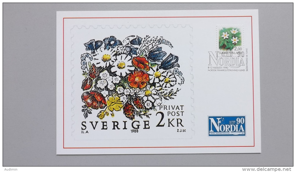 Finnland 1100 Yt 1066 Sc 829 Fa 1101 Maximumkarte MK/CM, SST NORDIA ´90, Buschwindröschen (Anemone Nemorosa) - Maximum Cards & Covers