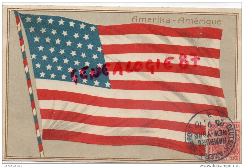 ETATS UNIS - AMERIKA AMERIQUE - DRAPEAU  FLAG- DEUTSCH AMERIK SEEPOST 1910 NEW YORK - RARE CARTE GAUFREE - Memphis