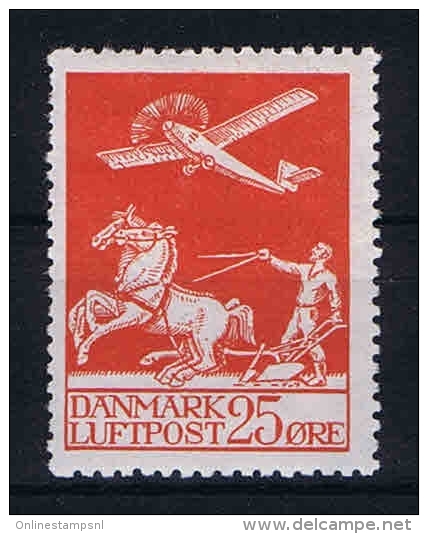 Denmark: 1925 Airmail  Mi Nr 144 MH/* - Aéreo