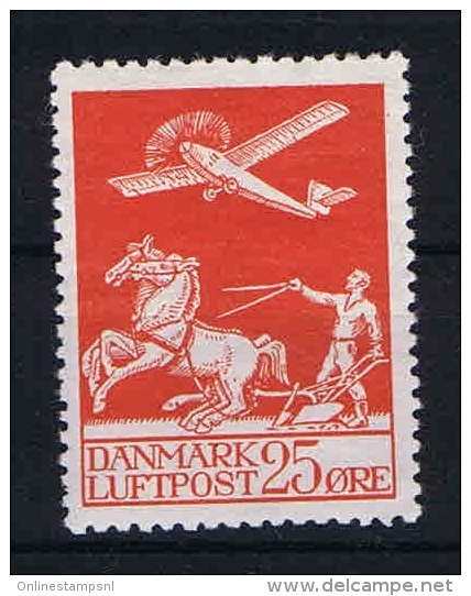 Denmark: 1925 Airmail  Mi Nr 144 MH/* - Poste Aérienne